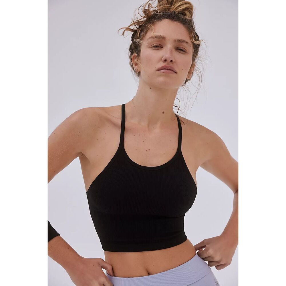 ✨Free People Movement Happiness Runs Crop Black Sz M/L Tank✨